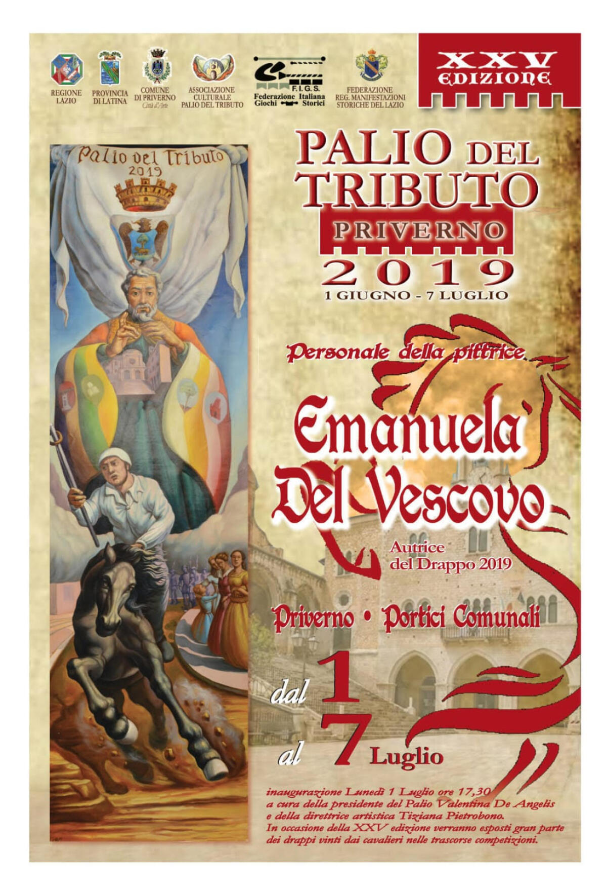 Palio del Tributo a Priverno: sino al 7 Luglio la mostra pittorica di Emanuela Del Vescovo. - 