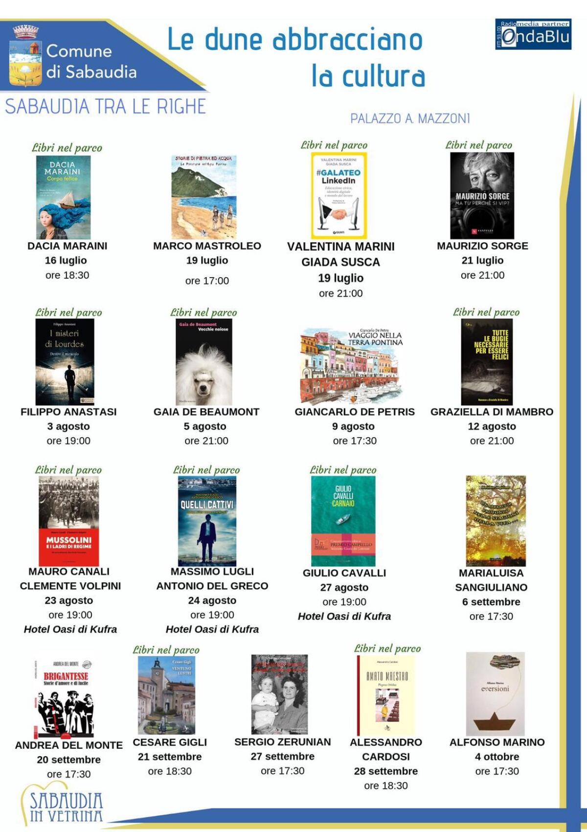 Torna “Sabaudia tra le righe”, oggi il debutto con Dacia Maraini - 