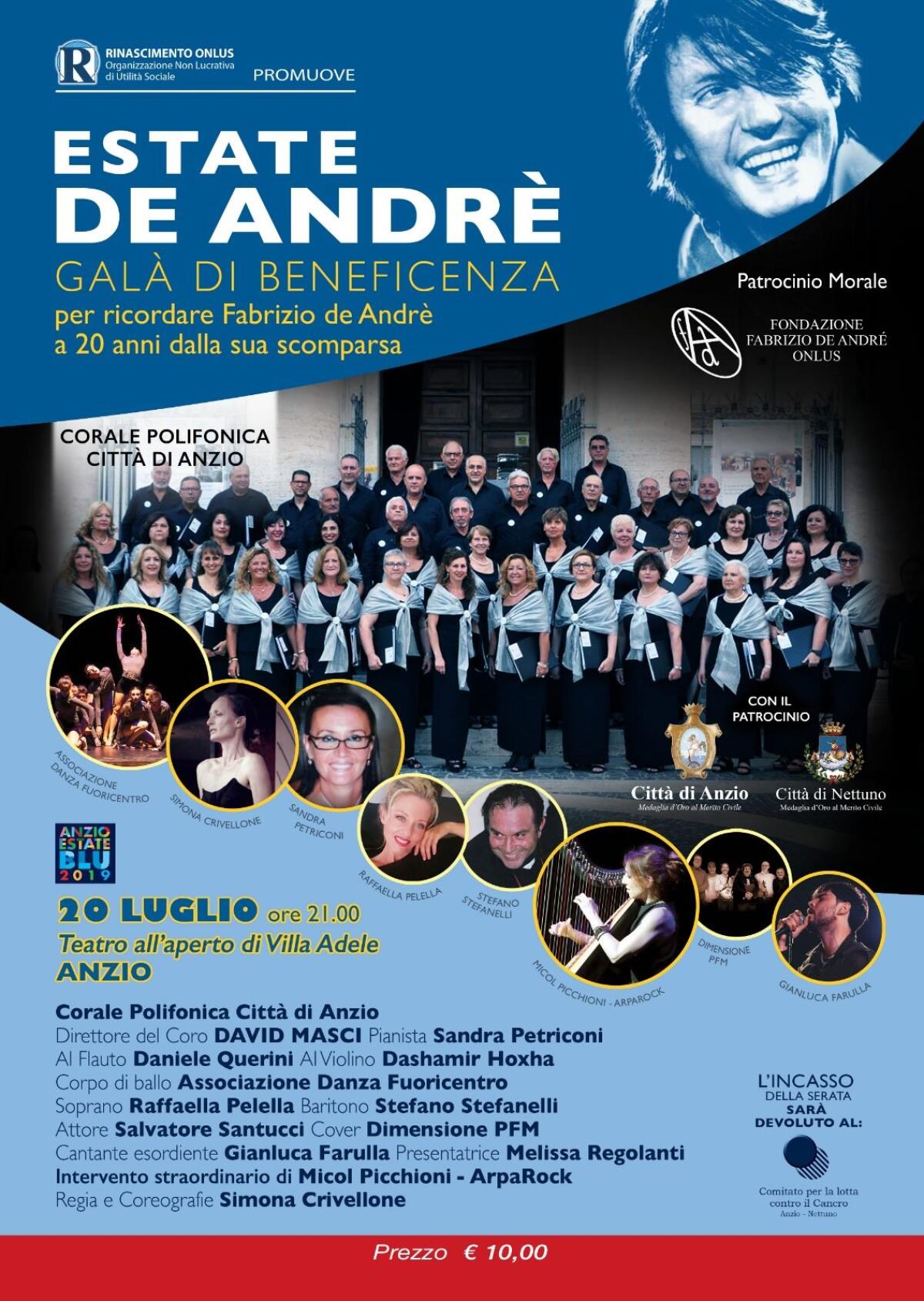 Omaggio a De Andrè ad Anzio, sul palco la corale polifonica cittadina - 