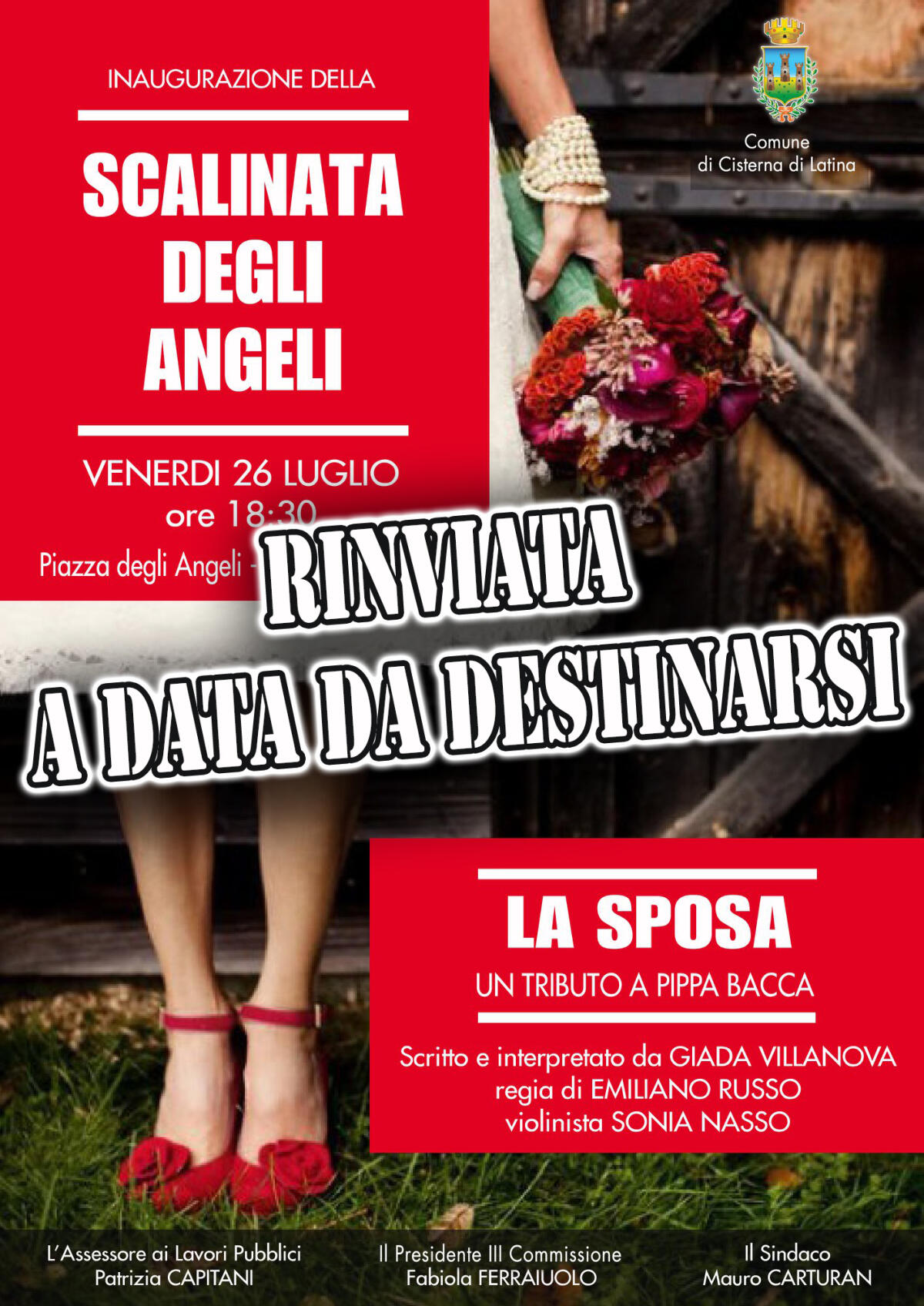 Rinviata a Cisterna l'inaugurazione della scalinata di Piazza degli Angeli. - 