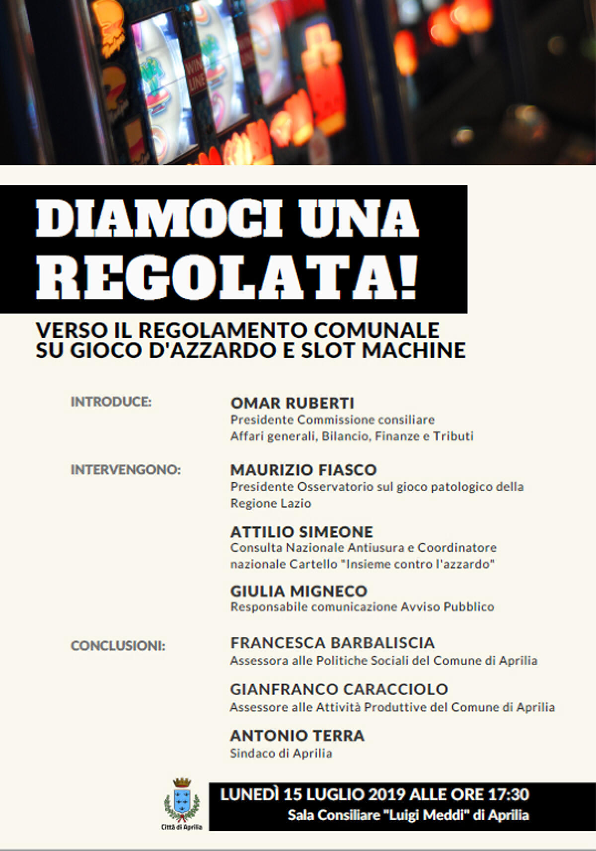 Il gioco d’azzardo anche ad Aprilia una vera e propria piaga sociale, dati allarmanti! Questo lunedì un incontro in Comune. - 