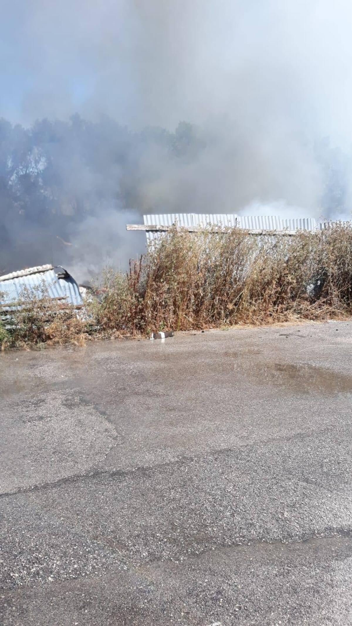 Grosso incendio di sterpaglie tra via Carroceto e via Vanzina, ad Aprilia. - 
