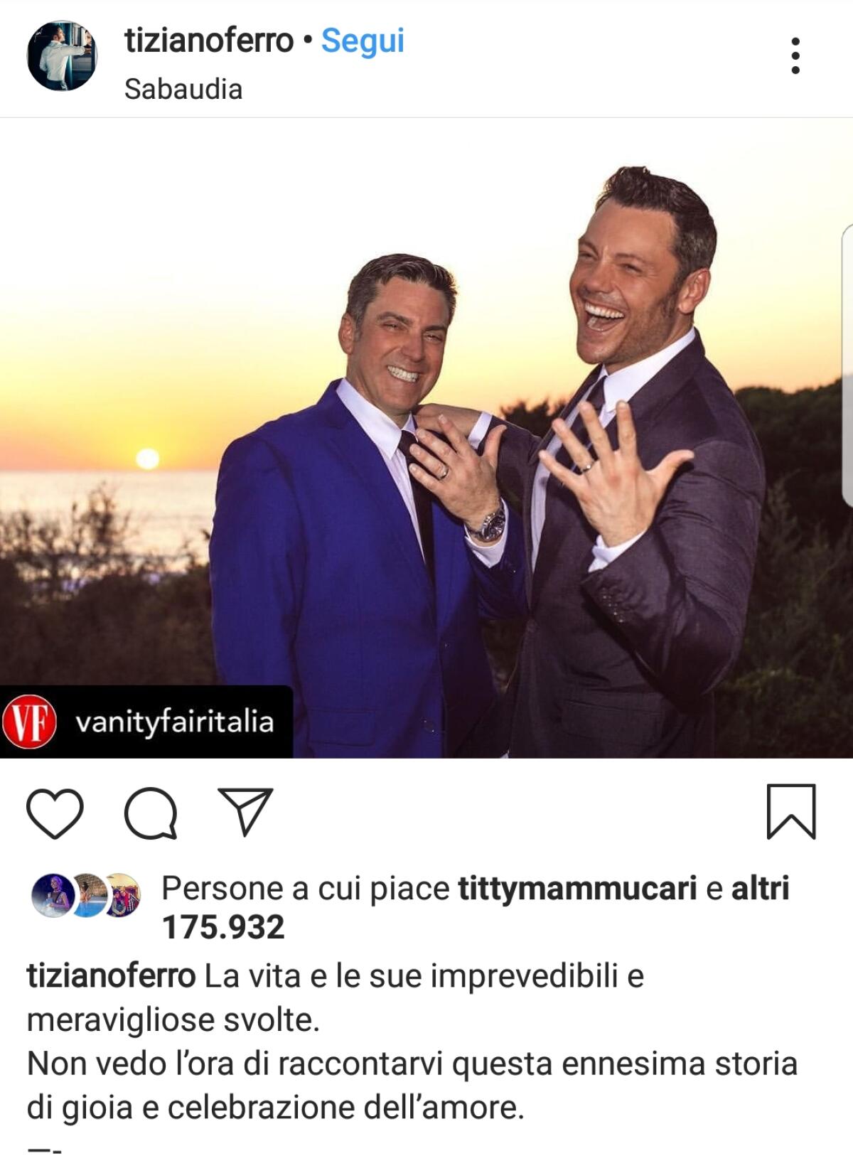 Tiziano Ferro si è sposato! Nozze civili a Sabaudia con Victor, suo compagno da 3 anni. - 