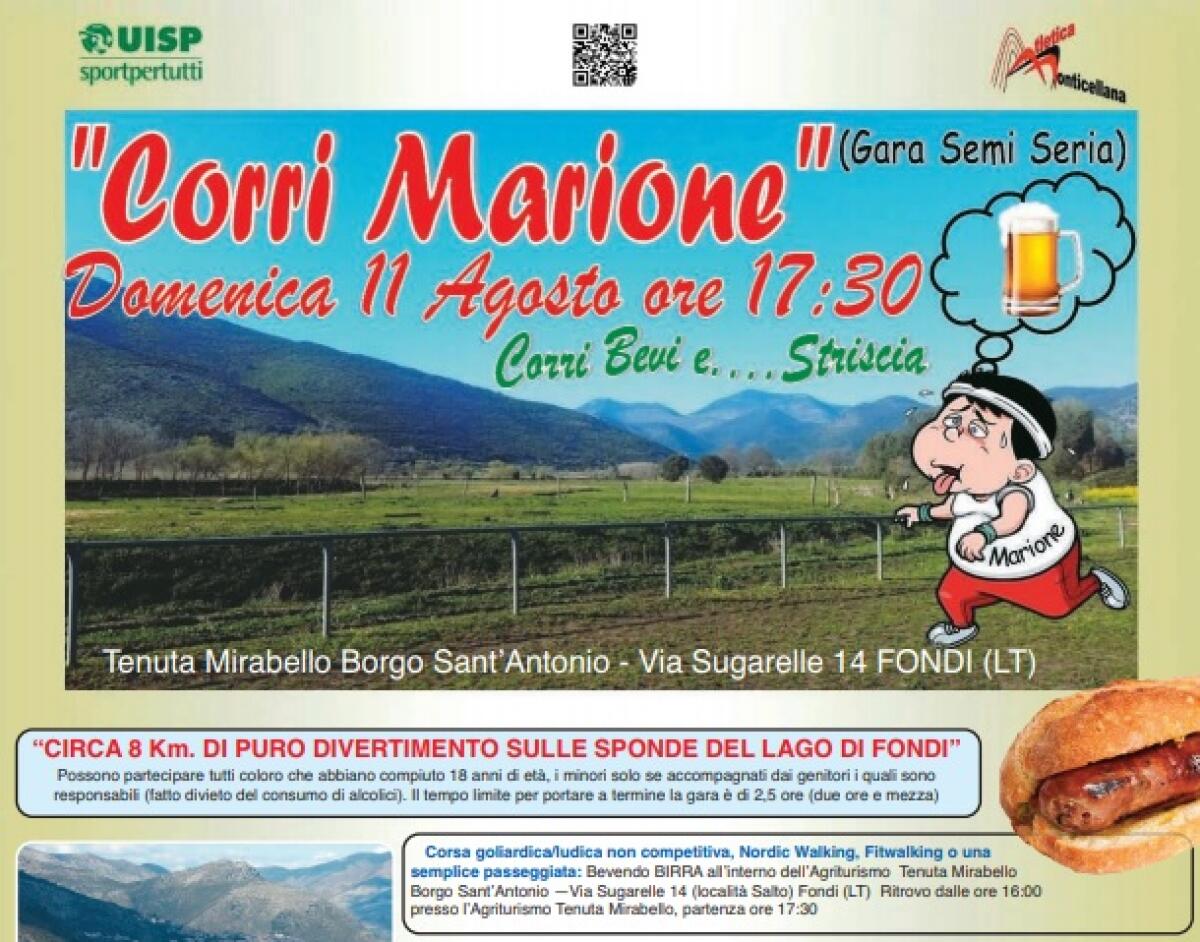 Questa domenica 11 Agosto la “Corri Marione” attorno al Lago di Fondi, una gara "semi seria" . - 