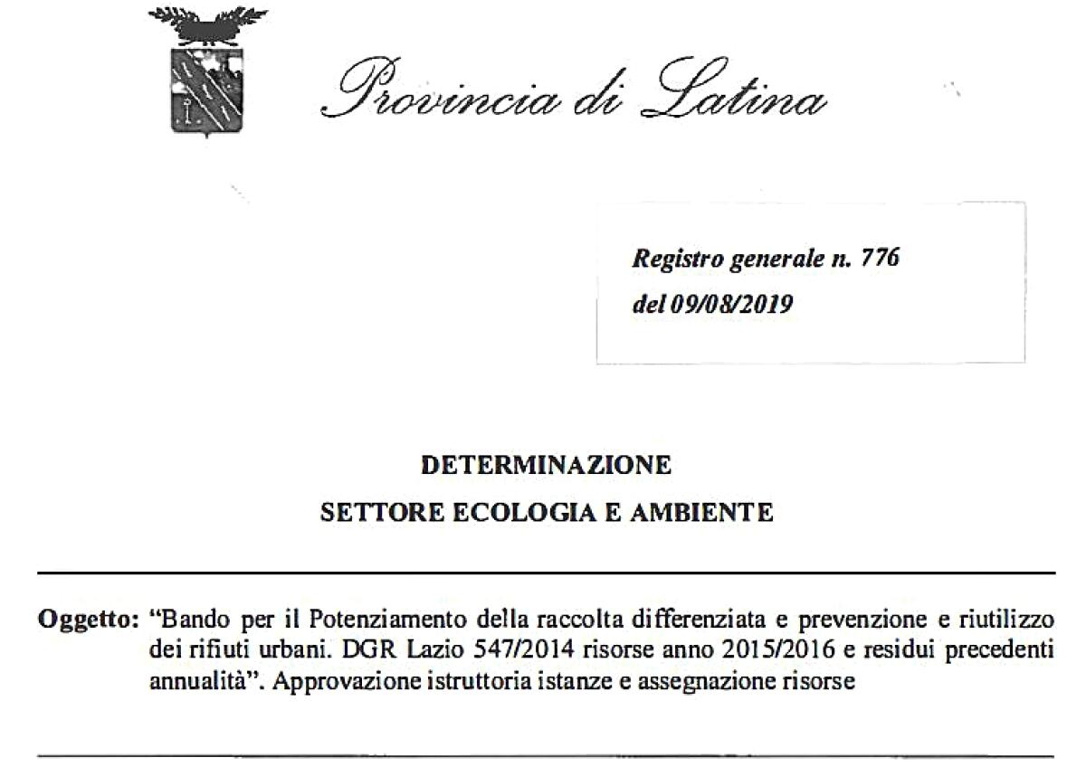 Dalla Provincia oltre 3 milioni di euro per il potenziamento della raccolta differenziata a Latina. - 