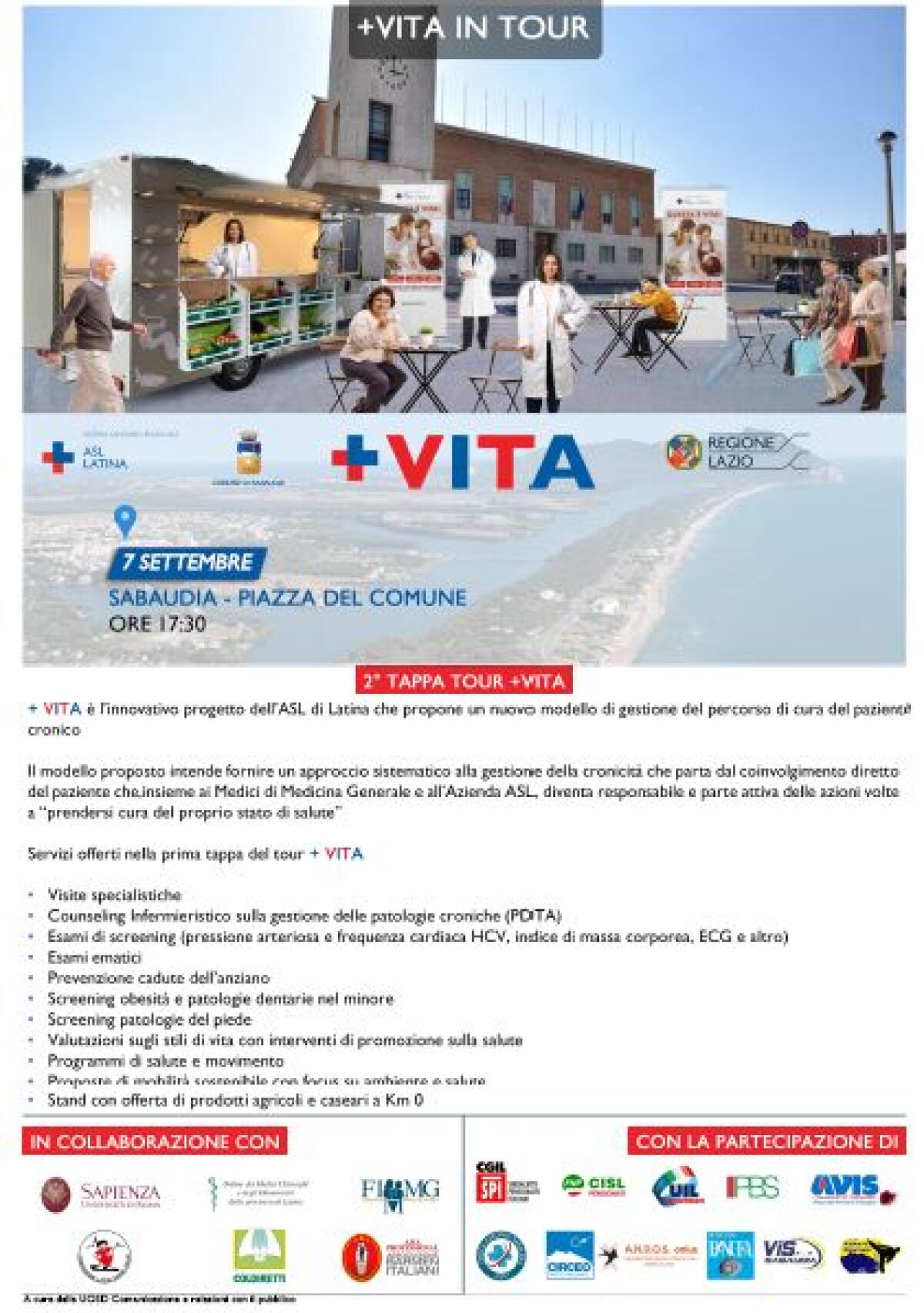 Questo sabato a Sabaudia l’evento “+Vita”: in piazza arriva il Villaggio della Salute. - 