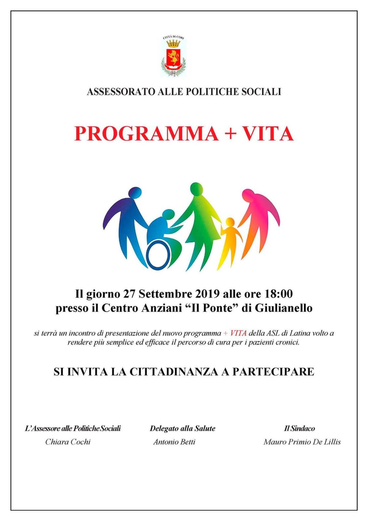Programma “+VITA” promosso dalla Asl: oggi a Giulianello  di Cori un incontro informativo. - 
