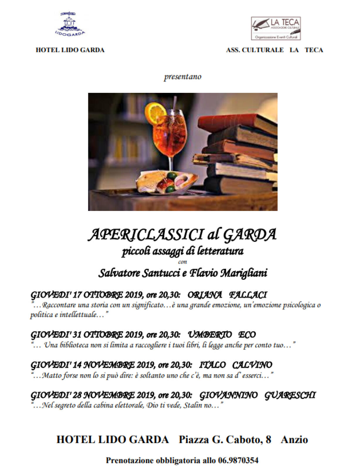 4 grandi della letteratura in 4 serata, ad Anzio gli "Apericlassici al Garda" - 