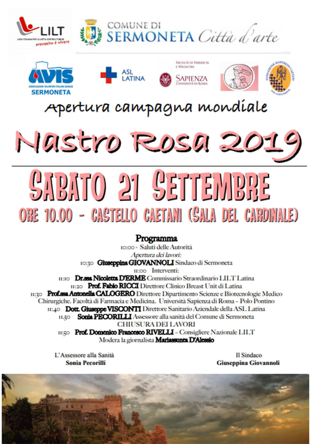 A Sermoneta sabato 21 Settembre l’apertura della campagna provinciale “Nastro Rosa” della Lilt. - 