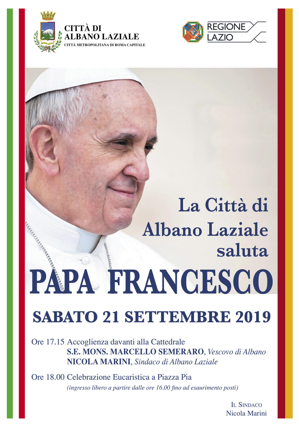 Questo sabato pomeriggio ad Albano l’attesa visita di Papa Francesco. Gli orari. - 
