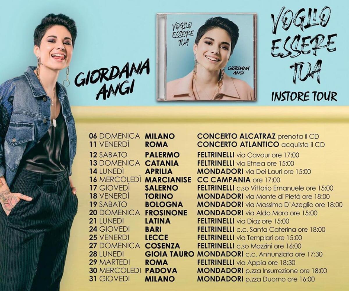 Questo lunedì 14 ottobre Giordana Angi alla “Mondadori” di Aprilia per il suo “Instore Tour”. - 