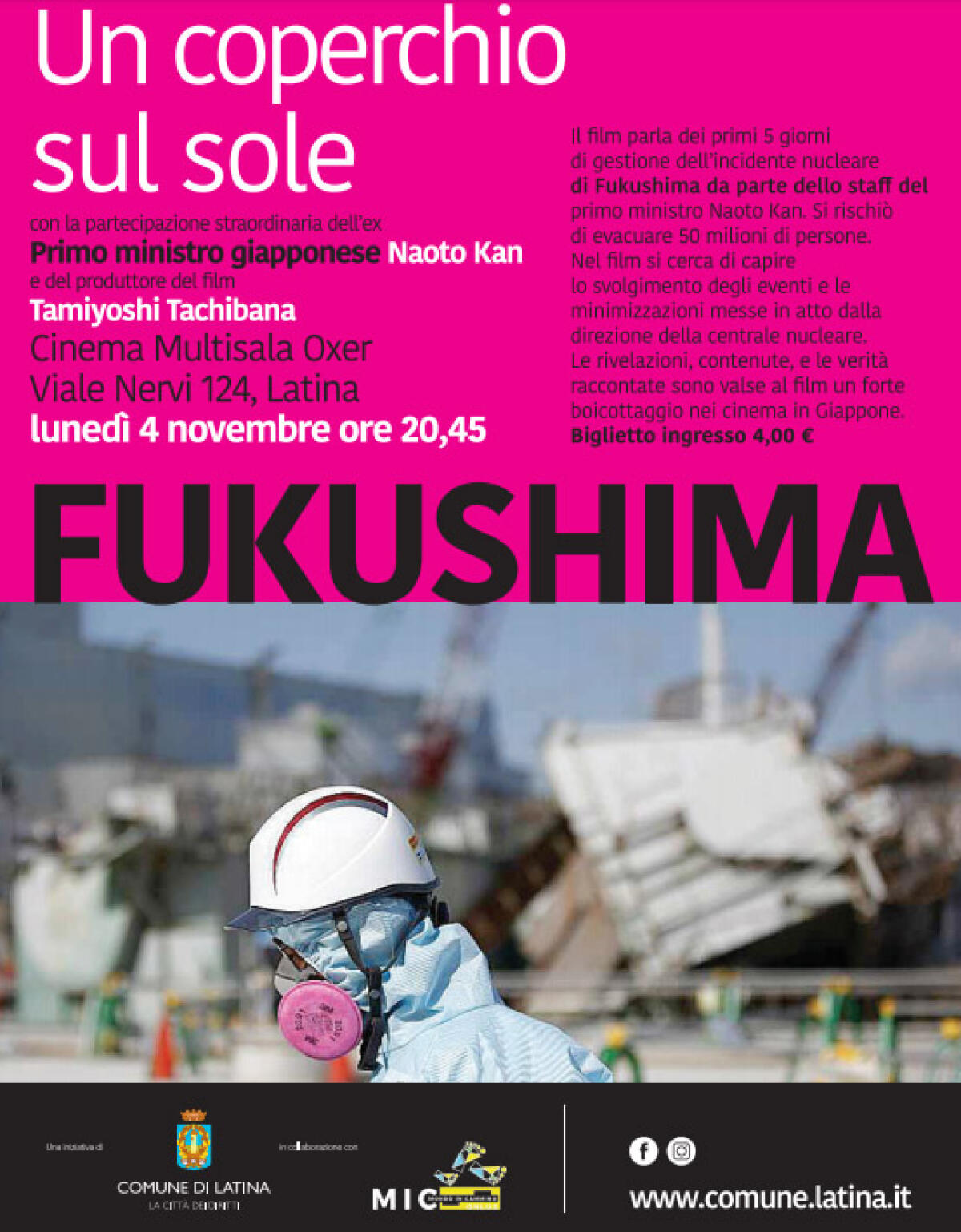 L’ex premier Naoto Kan a Latina per presentare il film su Fukushima - 