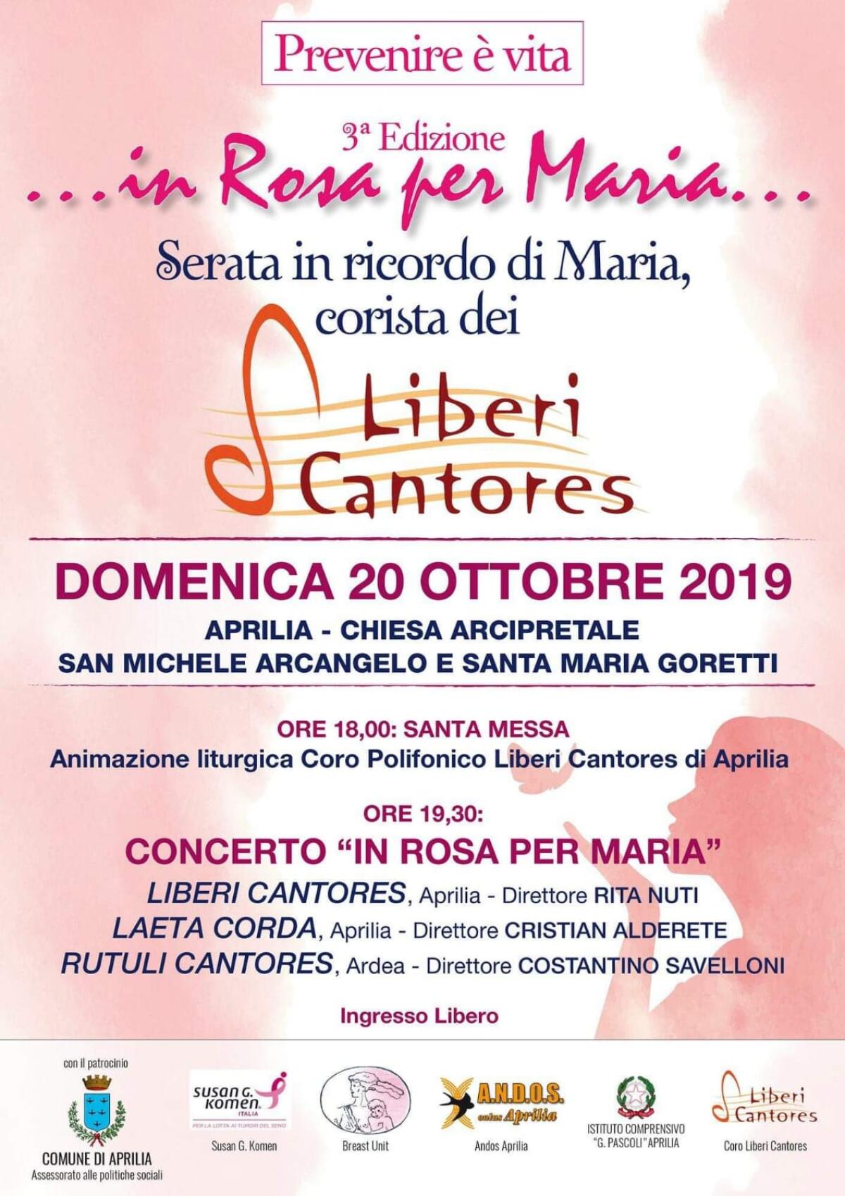 “Prevenire è Vita”: il coro Liberi Cantores ricorda la corista Maria e tutte le donne che hanno dovuto lottare. - 