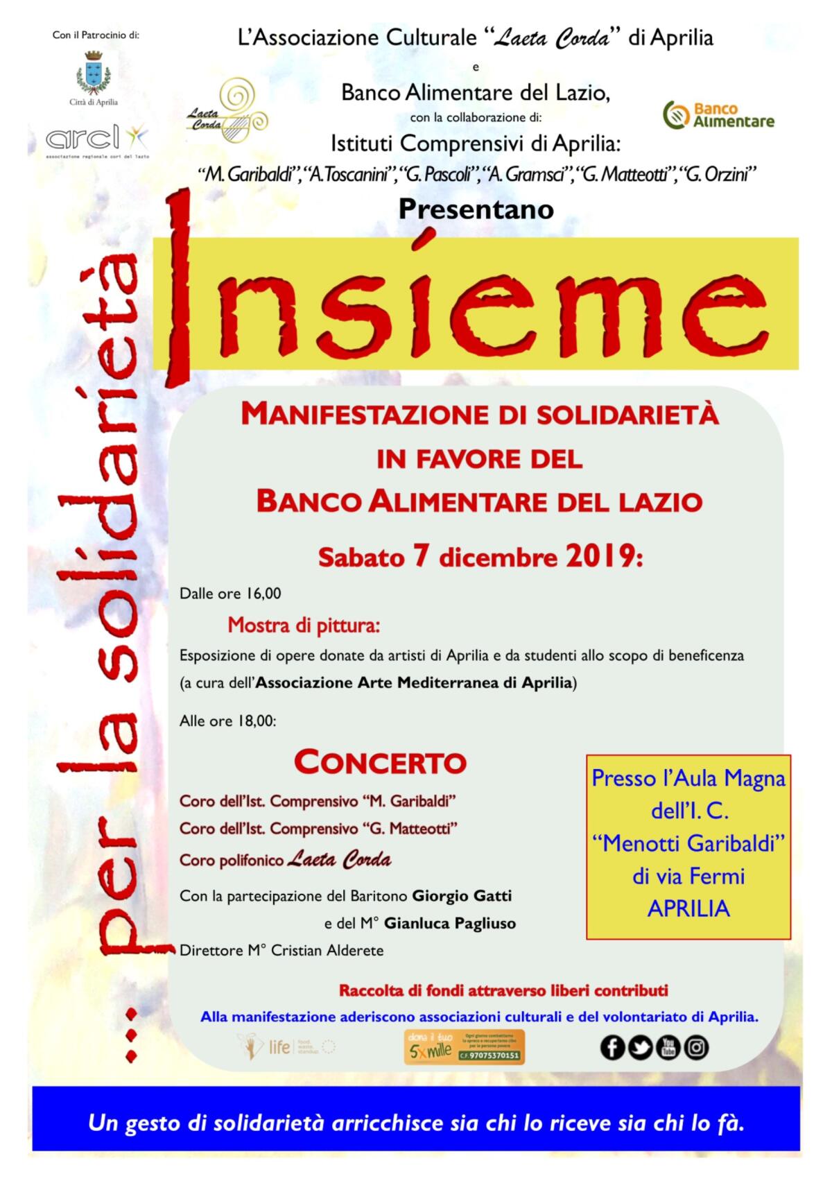 Aprilia, "Insieme per la Solidarietà": appuntamento sabato 7 dicembre - 