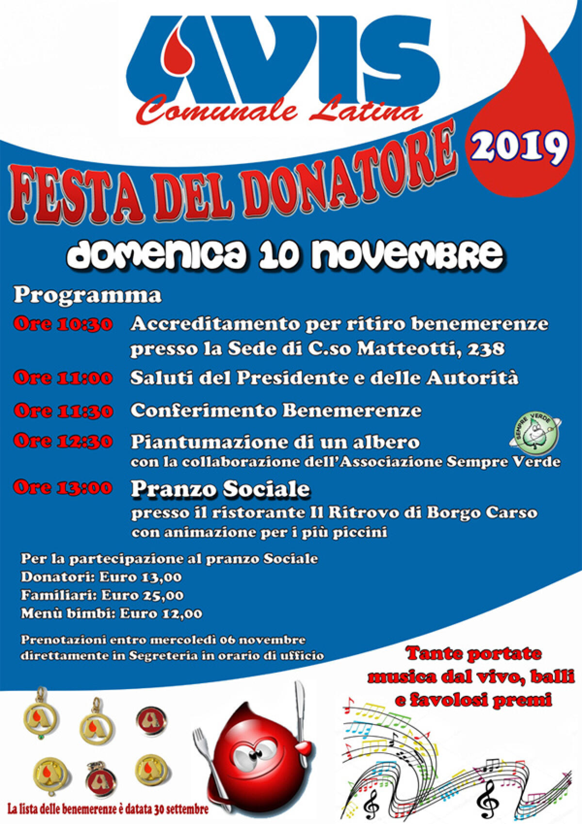 L’Avis Comunale Latina organizza per questa domenica 10 Novembre la “Festa del Donatore”. - 