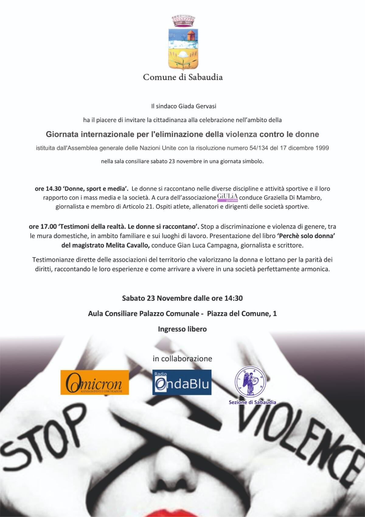 “Testimoni della realtà. Le donne si raccontano”: oggi un incontro a Sabaudia, in Aula Consiliare. - 