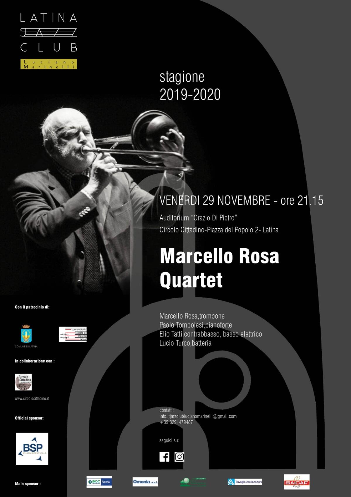 Il Latina Jazz Club propone per questo venerdì il concerto del leggendario trombonista Marcello Rosa. - 
