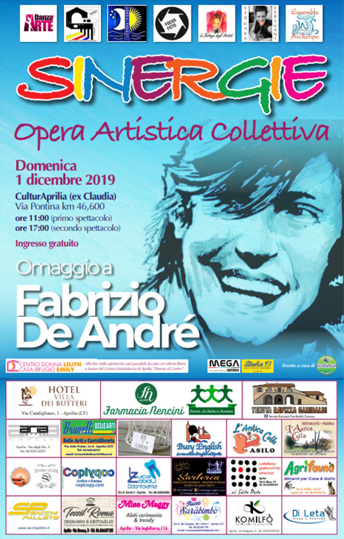 APRILIA -  Omaggio a Fabrizio De Andrè per la seconda edizione di “Sinergie: Opera Artistica Collettiva”. - 