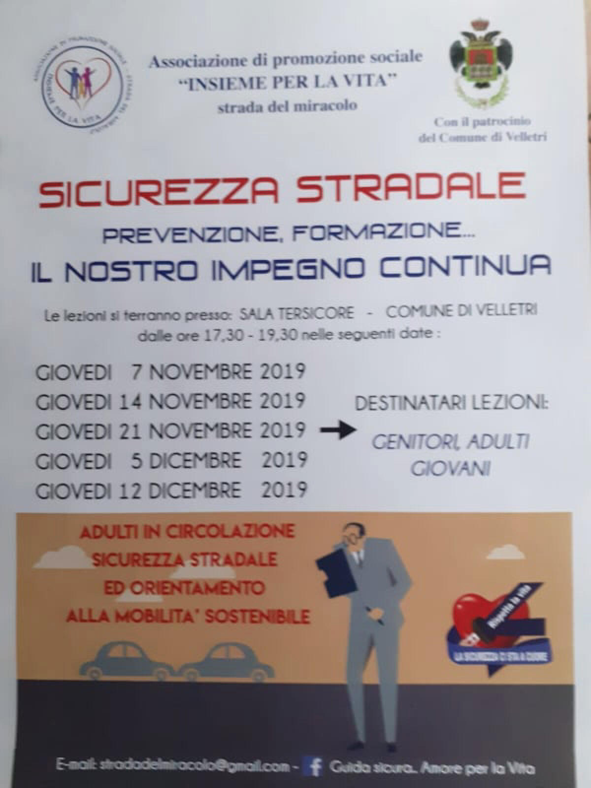 Sicurezza stradale: oggi pomeriggio incontro per alunni e genitori in Comune a Velletri. - 