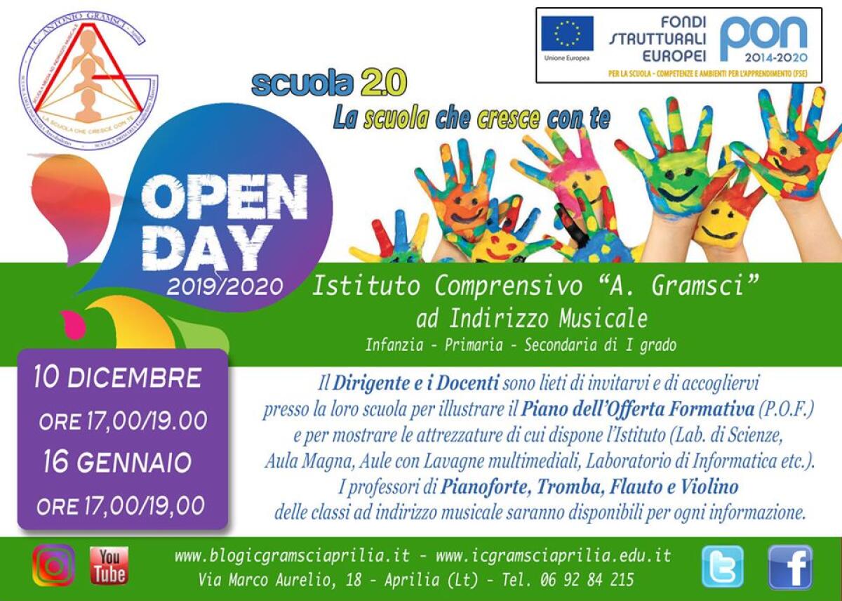 Open Day all’Istituto “Gramsci” di Aprilia: il primo è previsto per questo martedì 10 dicembre. - 