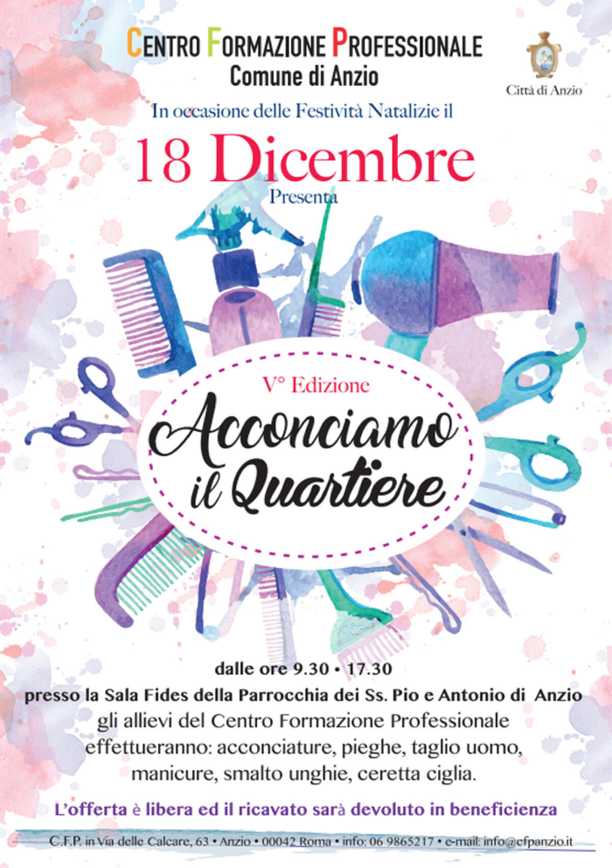 “Acconciamo il Quartiere”: torna l’iniziativa di solidarietà del CFP di Anzio, il Centro di Formazione Professionale. - 