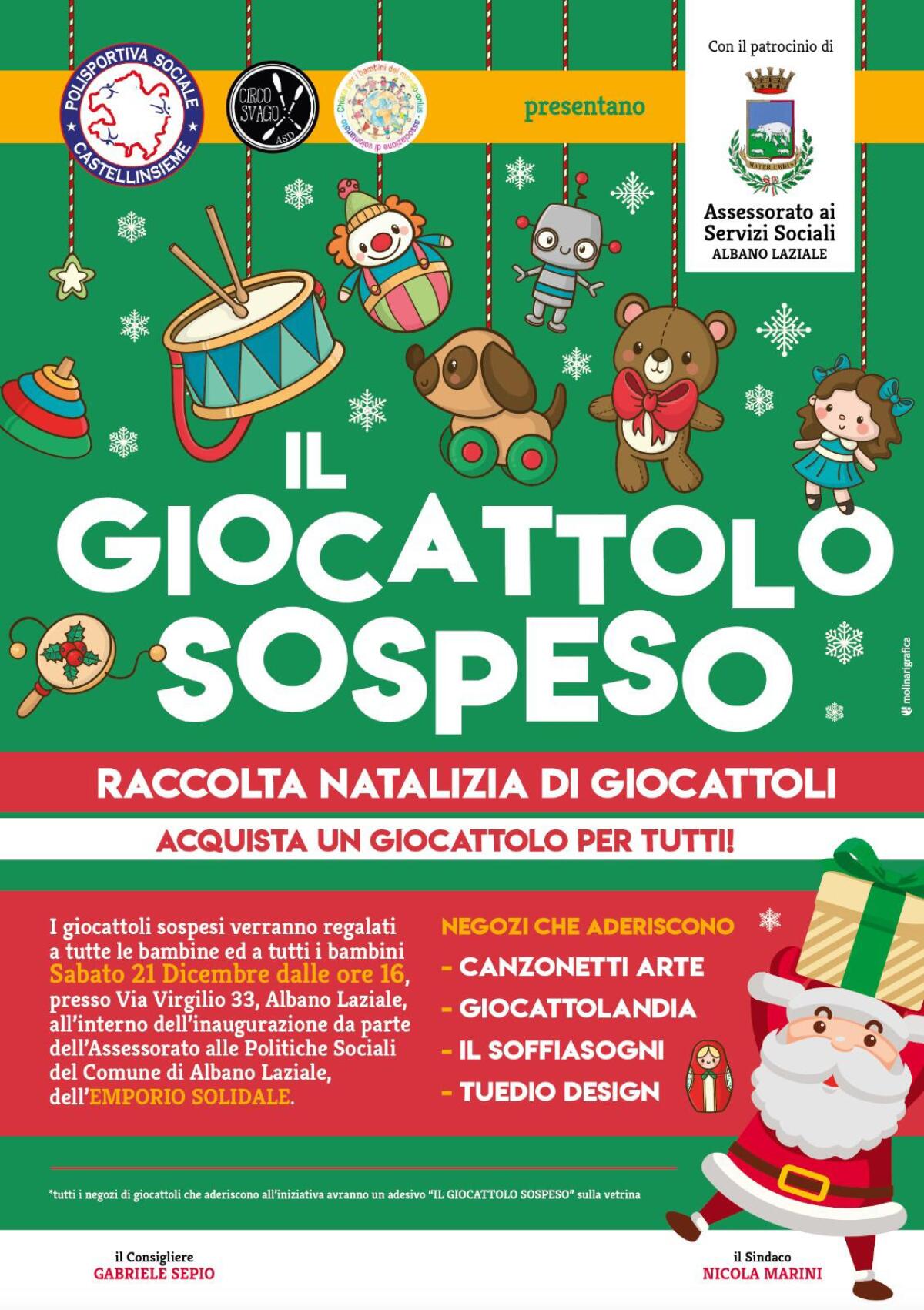 "Giocattolo Sospeso" ed "Emporio solidale", ad Albano due progetti per bambini e cittadini bisognosi - 