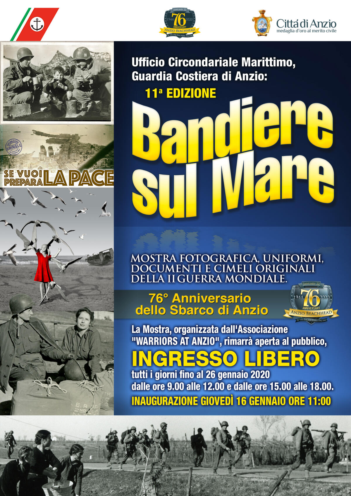 Ad Anzio dal 16 al 26 Gennaio la mostra “Bandiere sul Mare”. - 