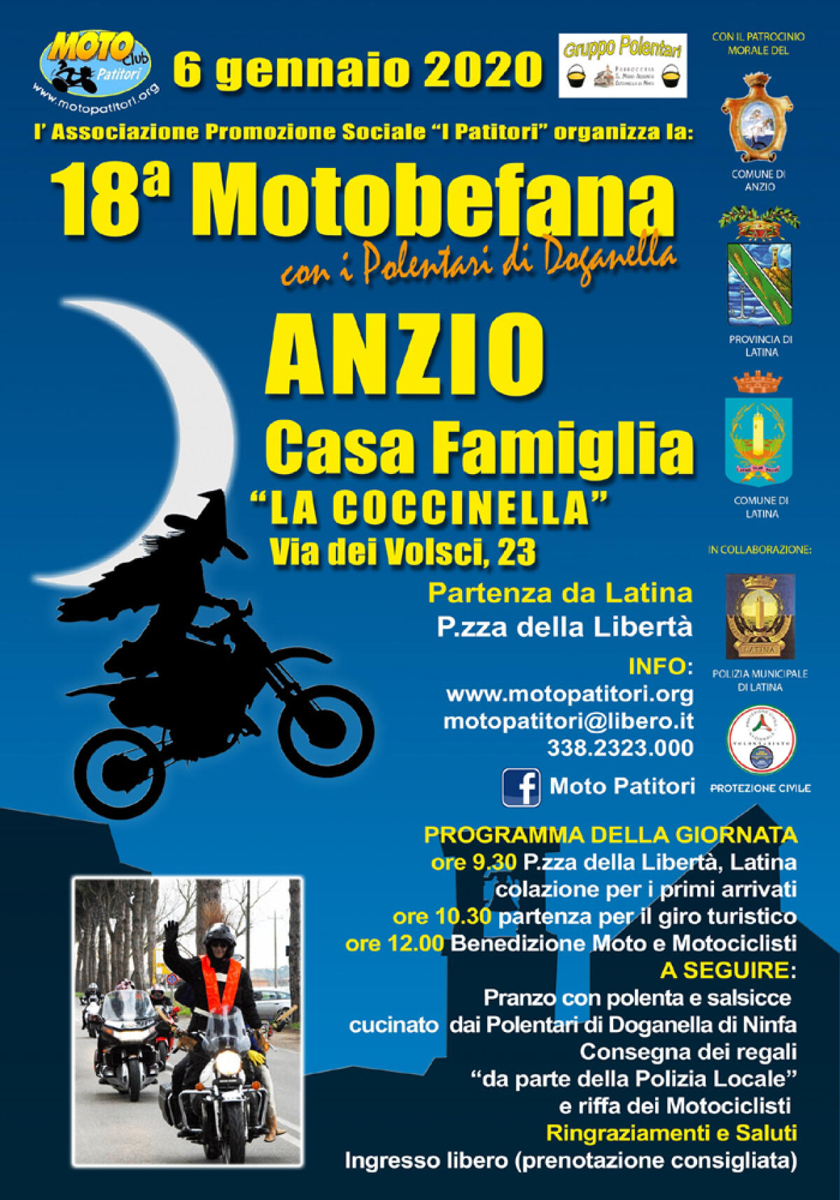 “Motobefana della Solidarietà” questo lunedì 6 Gennaio con il Motoclub “I Patitori” di Anzio. - 
