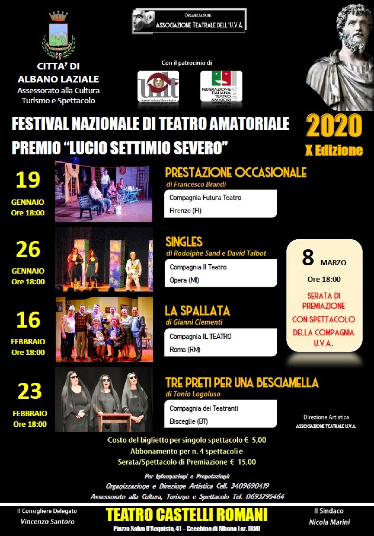 Ad Albano la X edizione del Festival Nazionale di Teatro Amatoriale "Lucio Settimio Severo" - 