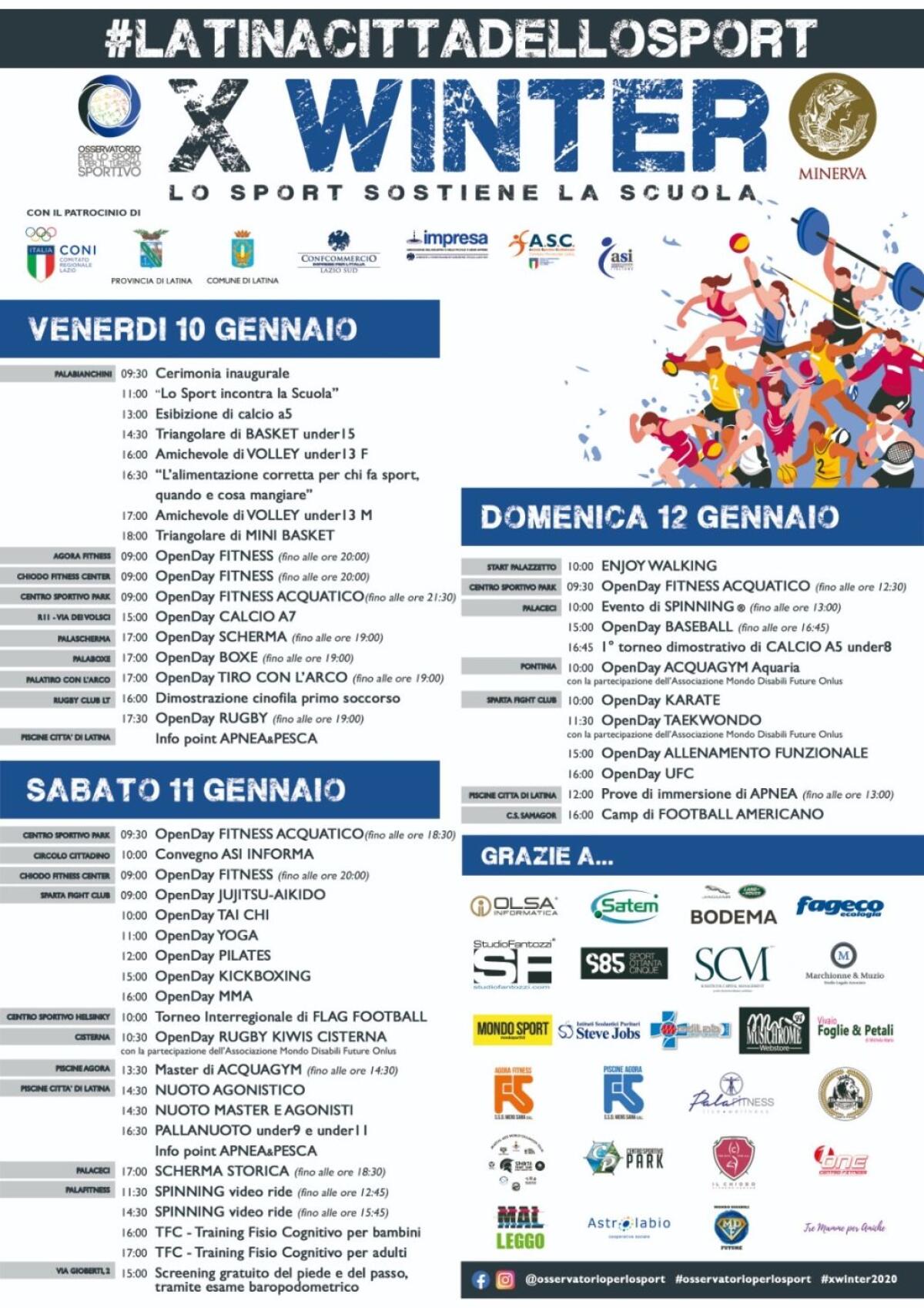“XWinter 2020”: da venerdì 10 a domenica 12 gennaio Latina si trasforma in un villaggio sportivo. - 