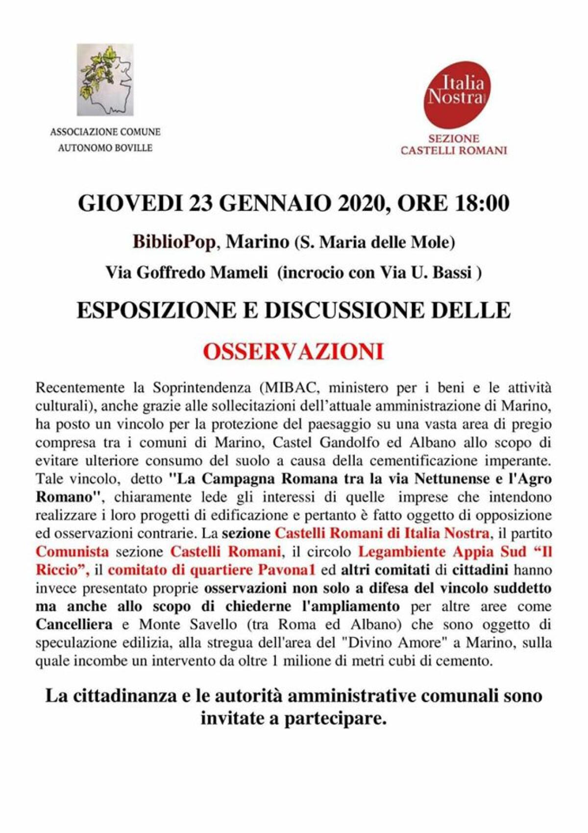Italia Nostra Castelli Romani chiede di ampliare il vincolo “La Campagna Romana tra la via Nettunense e l’Agro Romano”. - 