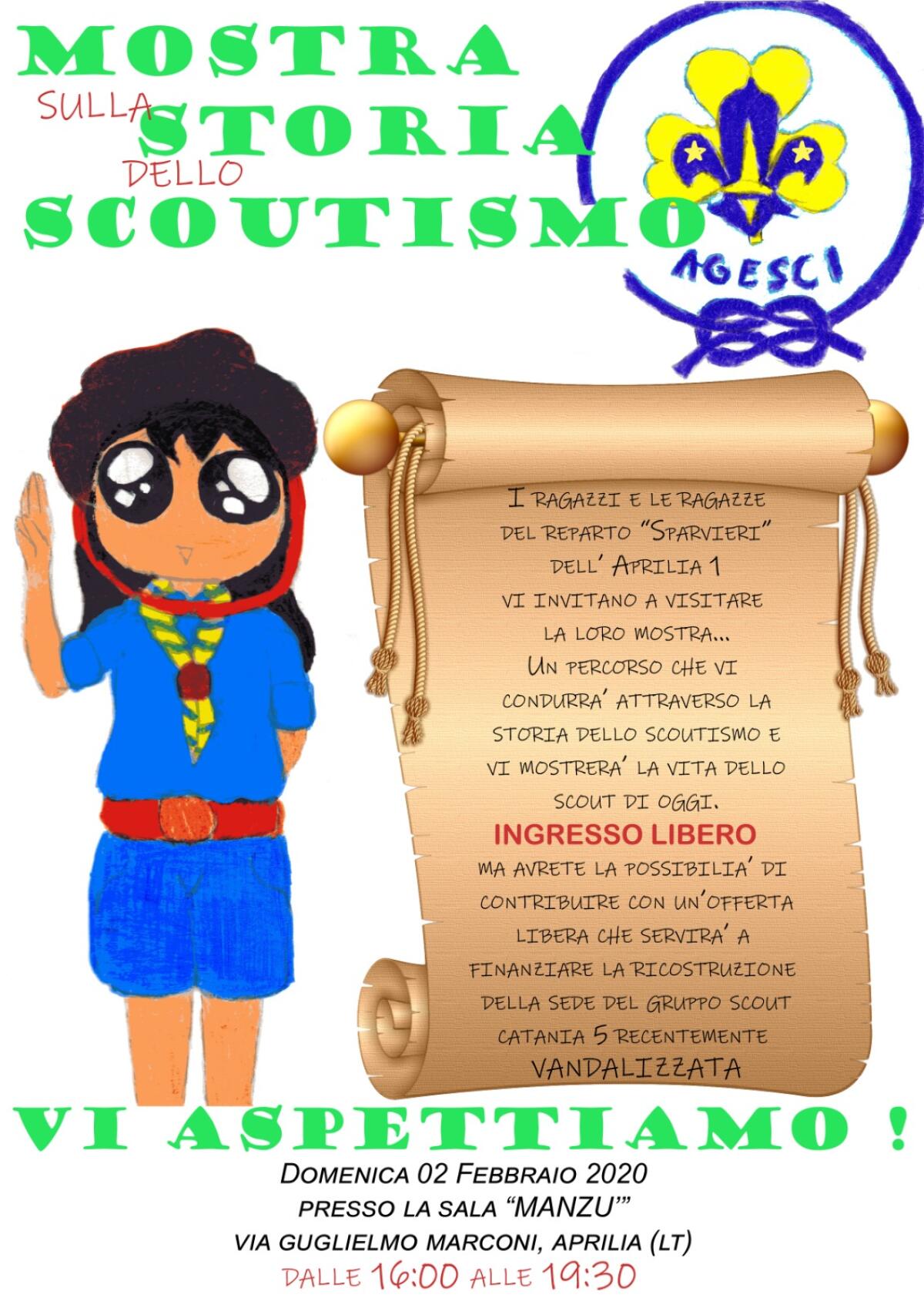 Il gruppo Agesci Aprilia 1 organizza un museo scout per raccogliere fondi per gli amici di Catania - 