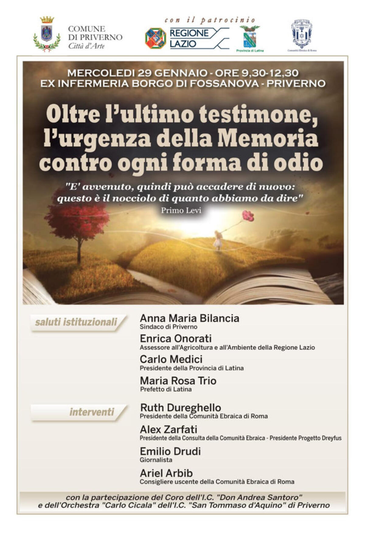 Incontro questo mercoledì al Borgo di Fossanova per commemorare le vittime della Shoah. - 