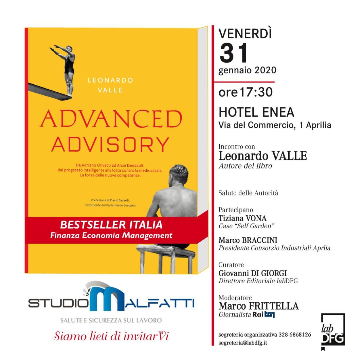Aprilia - “Advanced Advisory. Da Adriano Olivetti ad Alain Denault...", il libro di Leonardo Valle all'Enea Hotel - 