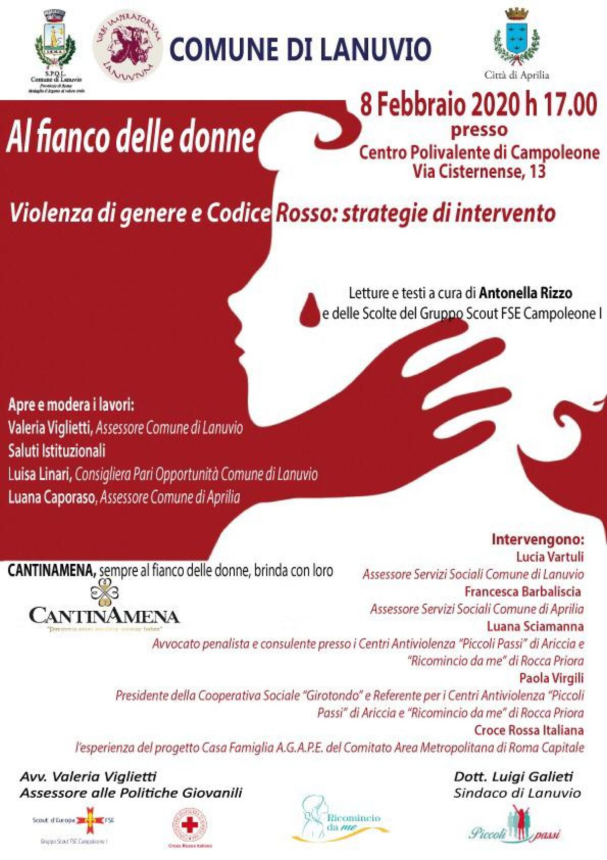 A Lanuvio, “Al fianco delle donne. Violenza di genere e Codice  rosso, strategie di intervento” - 