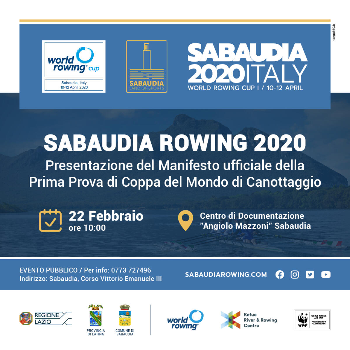 A Sabaudia la presentazione del Manifesto ufficiale della Prima Prova di Coppa del Mondo di Canottaggio. - 