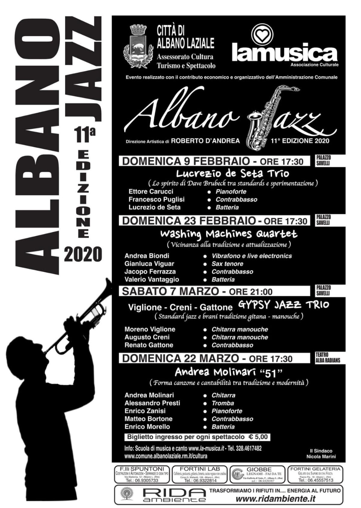 Al via l’11esima edizione di “Albano Jazz”: primo appuntamento domenica 9 febbraio. - 