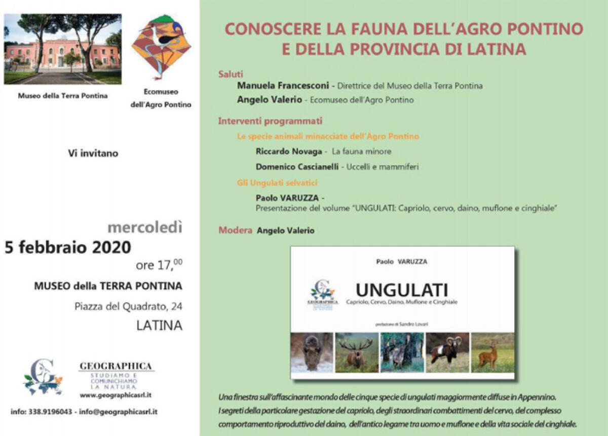 Oggi a Latina l'incontro “Conoscere la fauna dell'Agro Pontino e della provincia di Latina”. - 