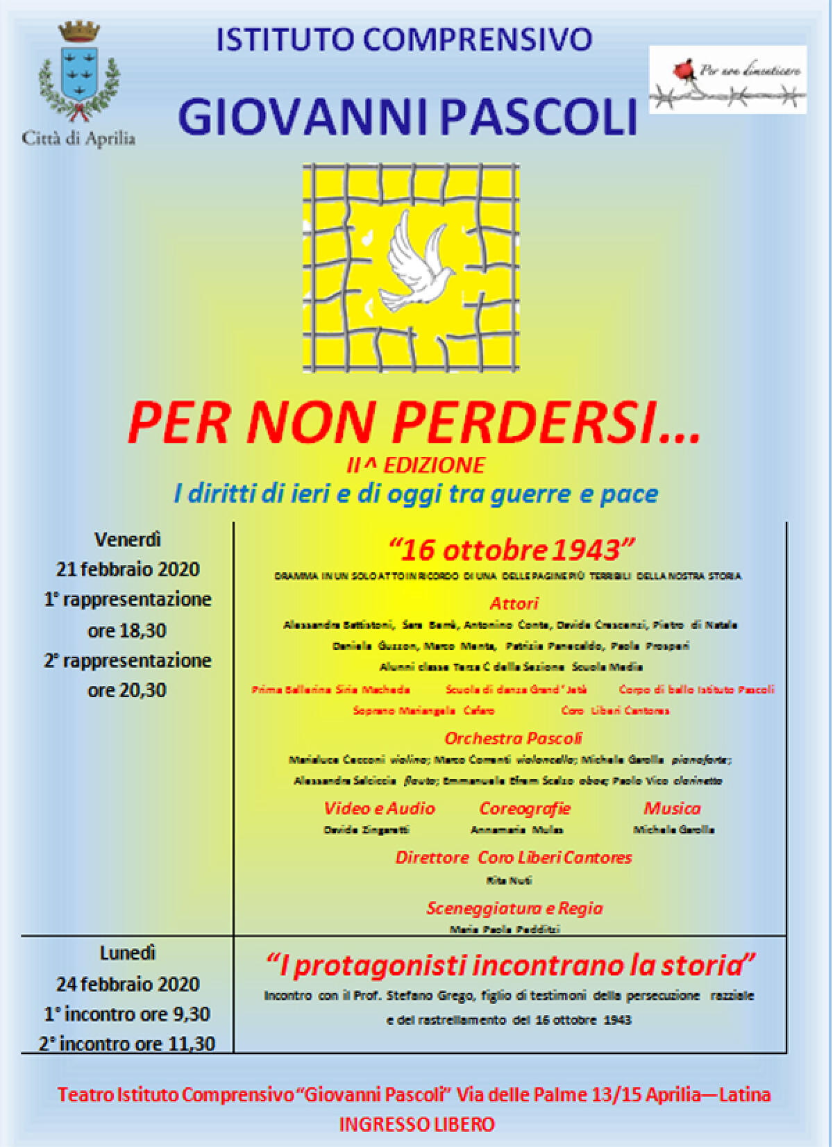 L'Istituto “Giovanni Pascoli" di Aprilia celebra l’importanza della Memoria con uno spettacolo ed un incontro. - 