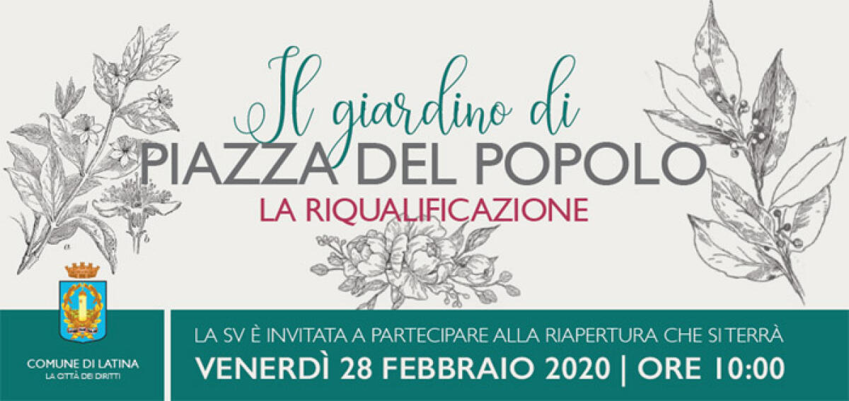 Riqualificazione del giardino di Piazza del Popolo, a Latina: questo venerdì l’inaugurazione. - 