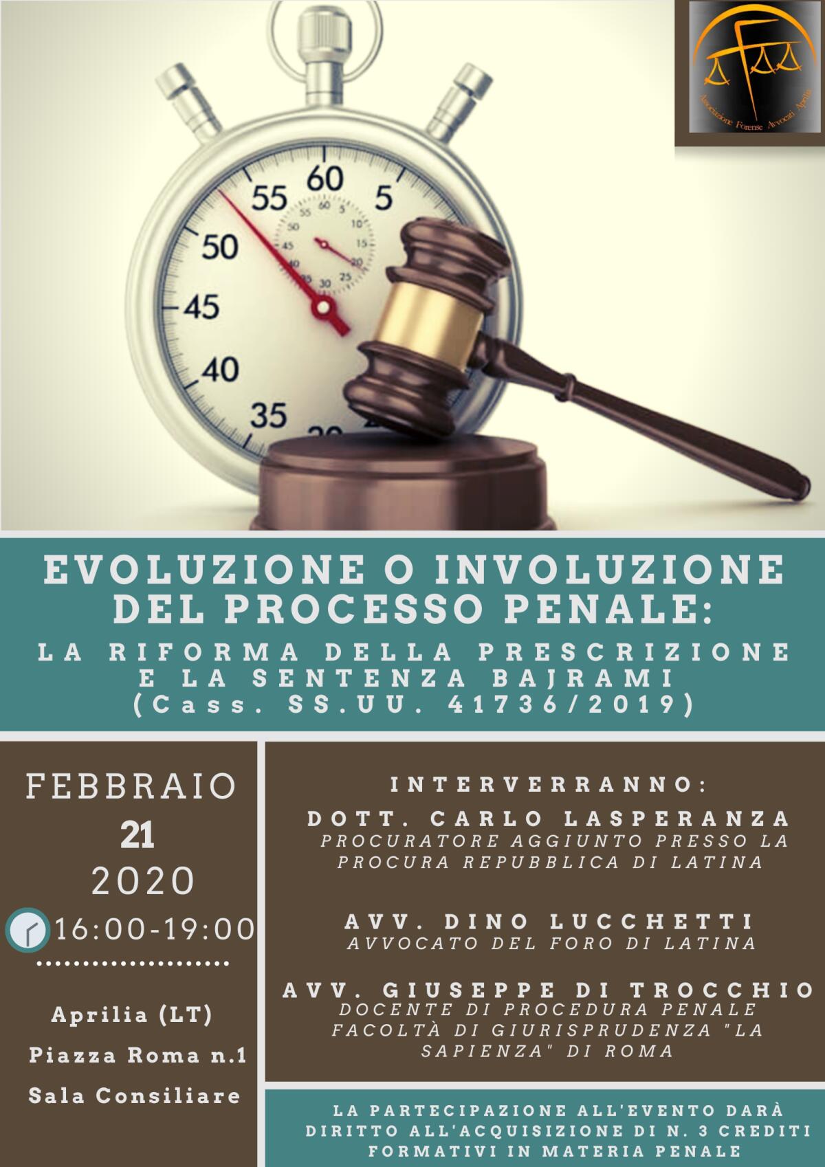 Riparte il ciclo di convegni dell'Associazione Forense Avvocati Aprilia - 