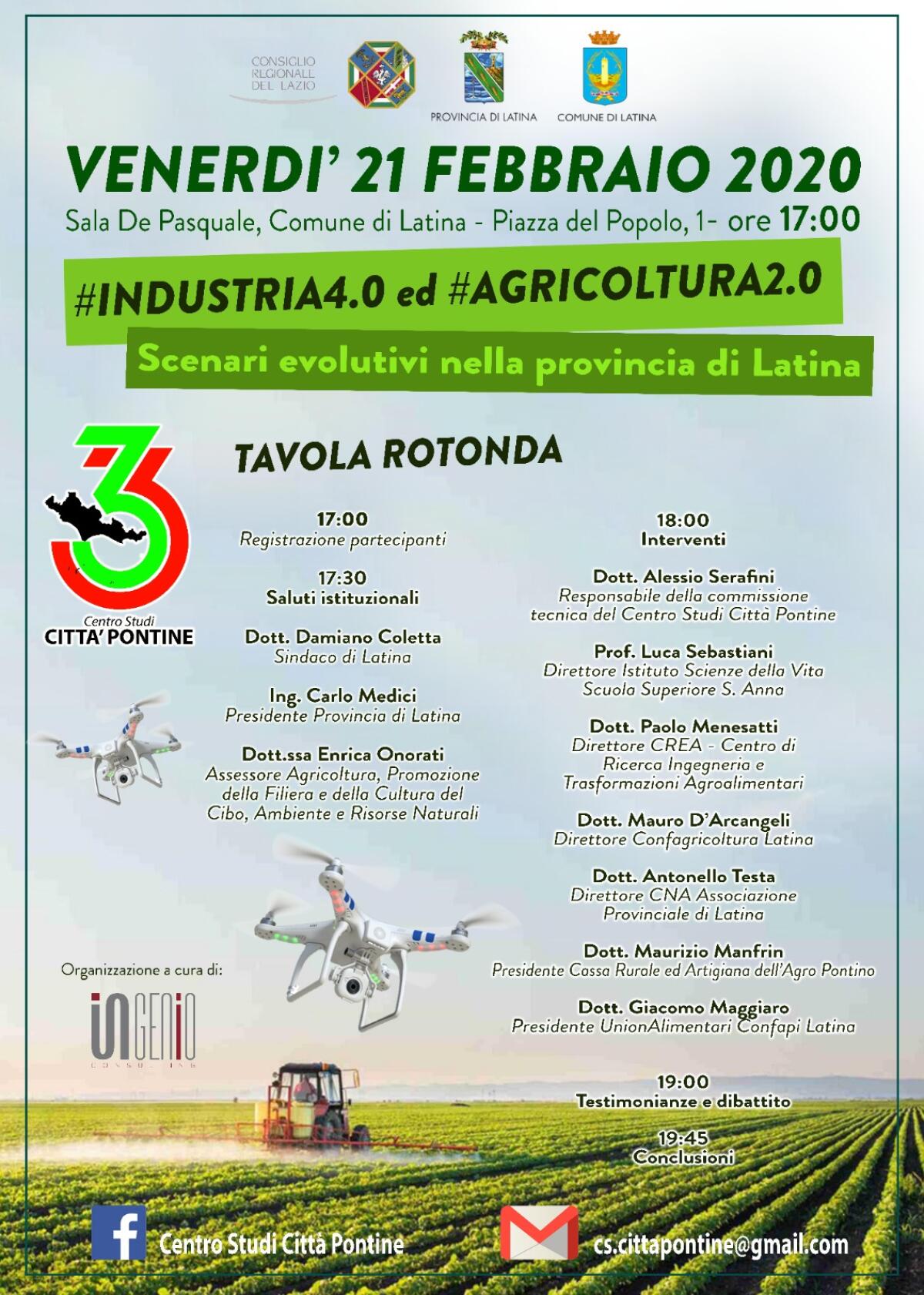 “Industria 4.0 e Agricoltura 2.0. scenari evolutivi nella provincia di Latina”: oggi pomeriggio la tavola rotonda. - 