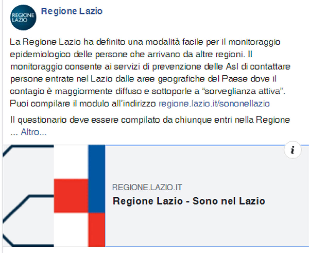 Regione Lazio: numero verde e 112 solo per Covid-19 ed emergenze sanitarie. - 