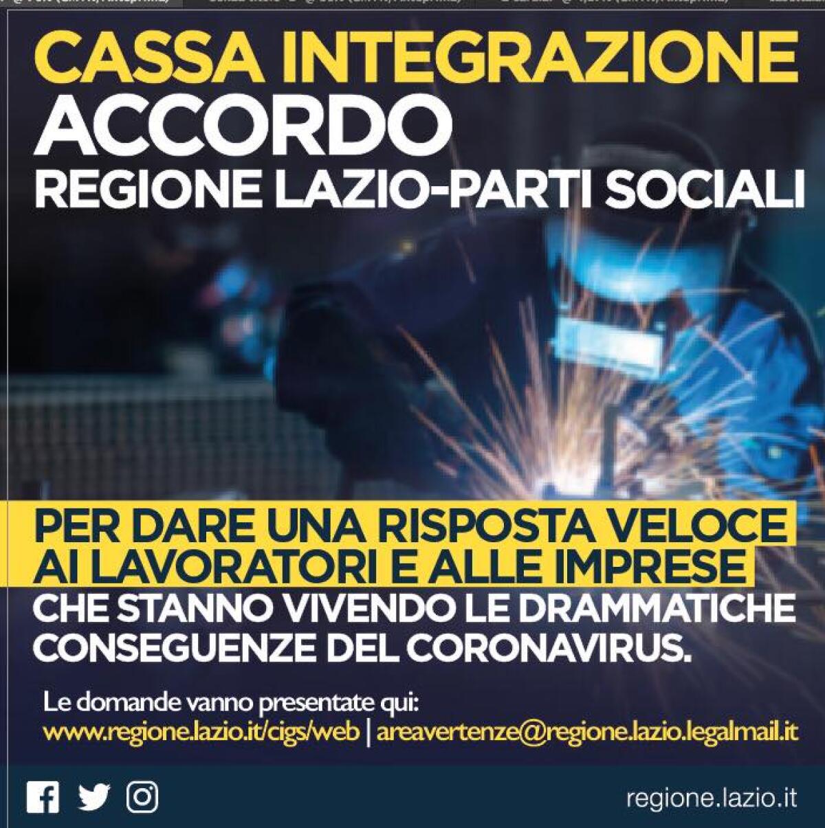 Emergenza Coronavirus: siglato l’accordo tra Regione Lazio e parti sociali per dare una risposta veloce ai lavoratori e alle imprese. - 