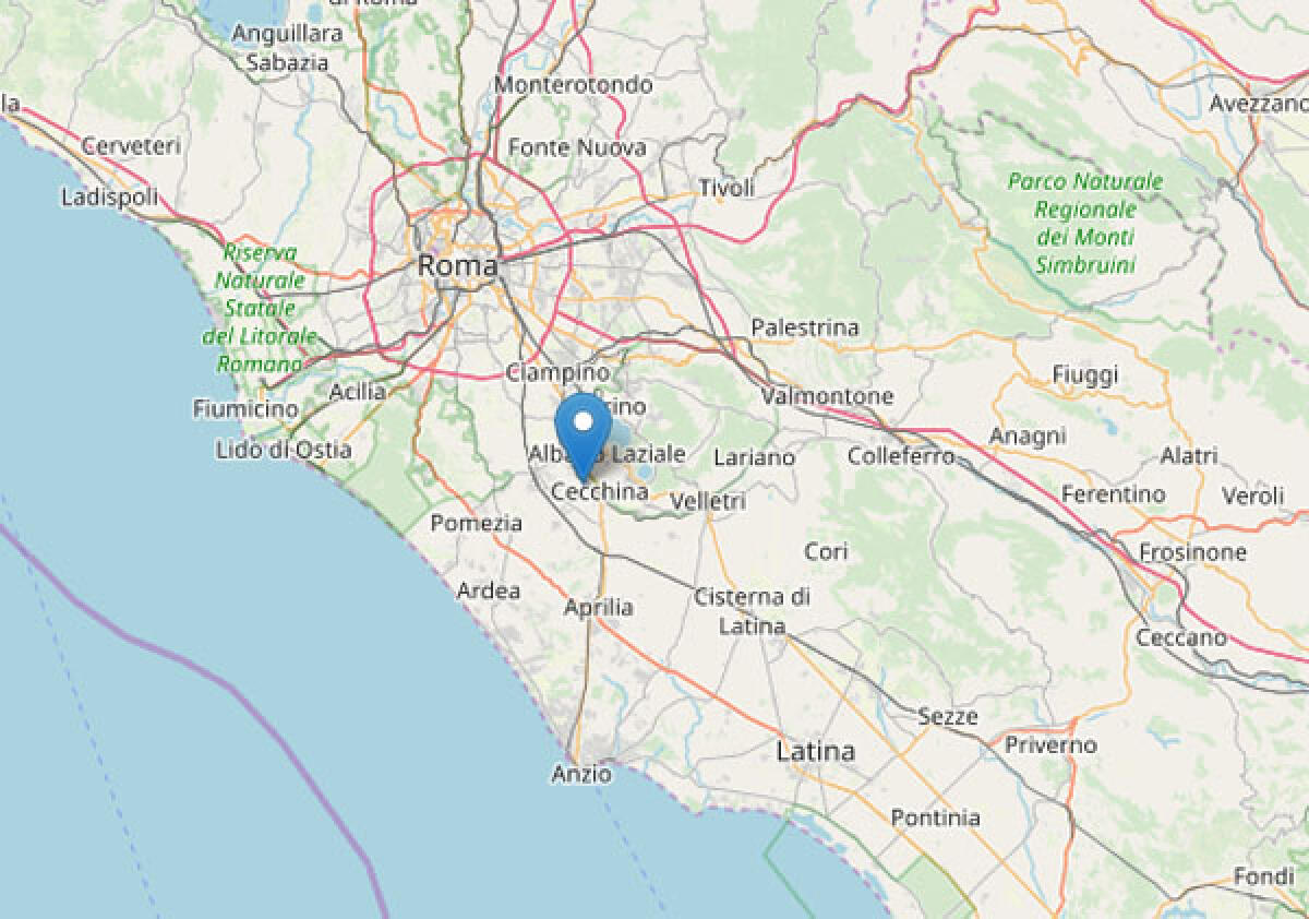 Lieve scossa di terremoto la notte scorsa ai Castelli, con epicentro a 4 Km a Sud Ovest di Albano. - 