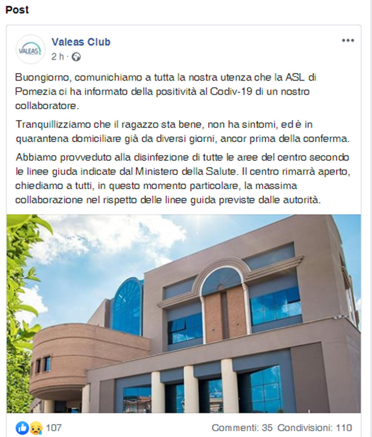 Sarebbe salito a 12 il numero di contagi da Coronavirus a Pomezia: positivo al Covid-19 il collaboratore di una palestra. - 