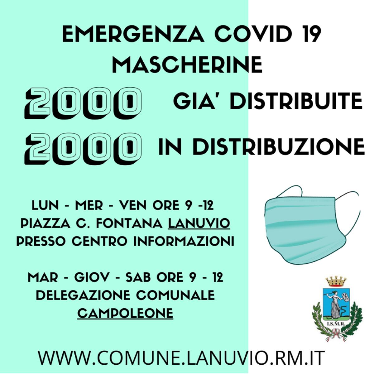 Covid 19, Il Comune di Lanuvio distribuirà altre 2000 mascherine dopo le 2000 già consegnate. - 