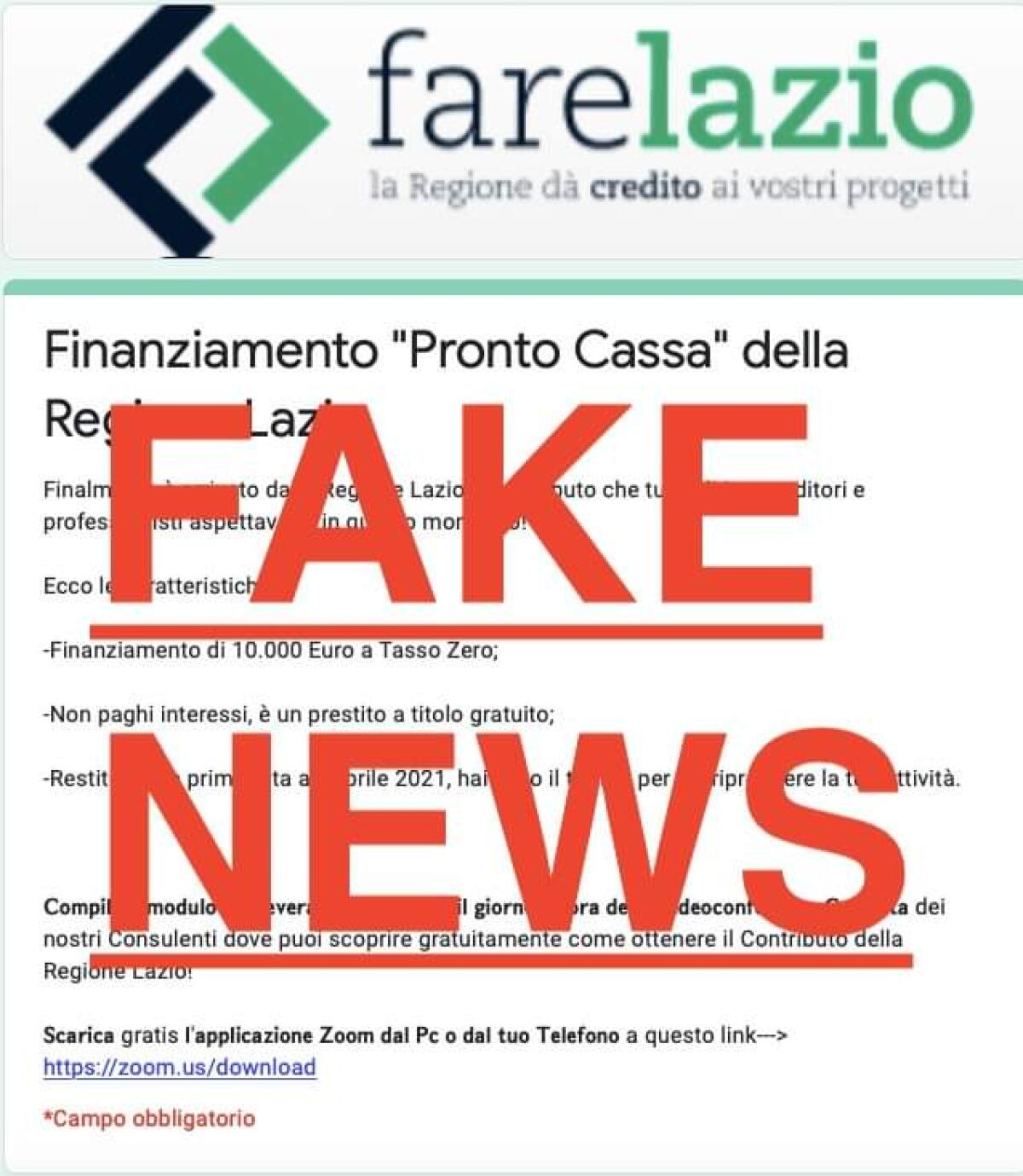 Fake news sul pacchetto “Pronto Cassa”: la Regione Lazio invita le imprese e i cittadini ad informarsi sui canali ufficiali. - 