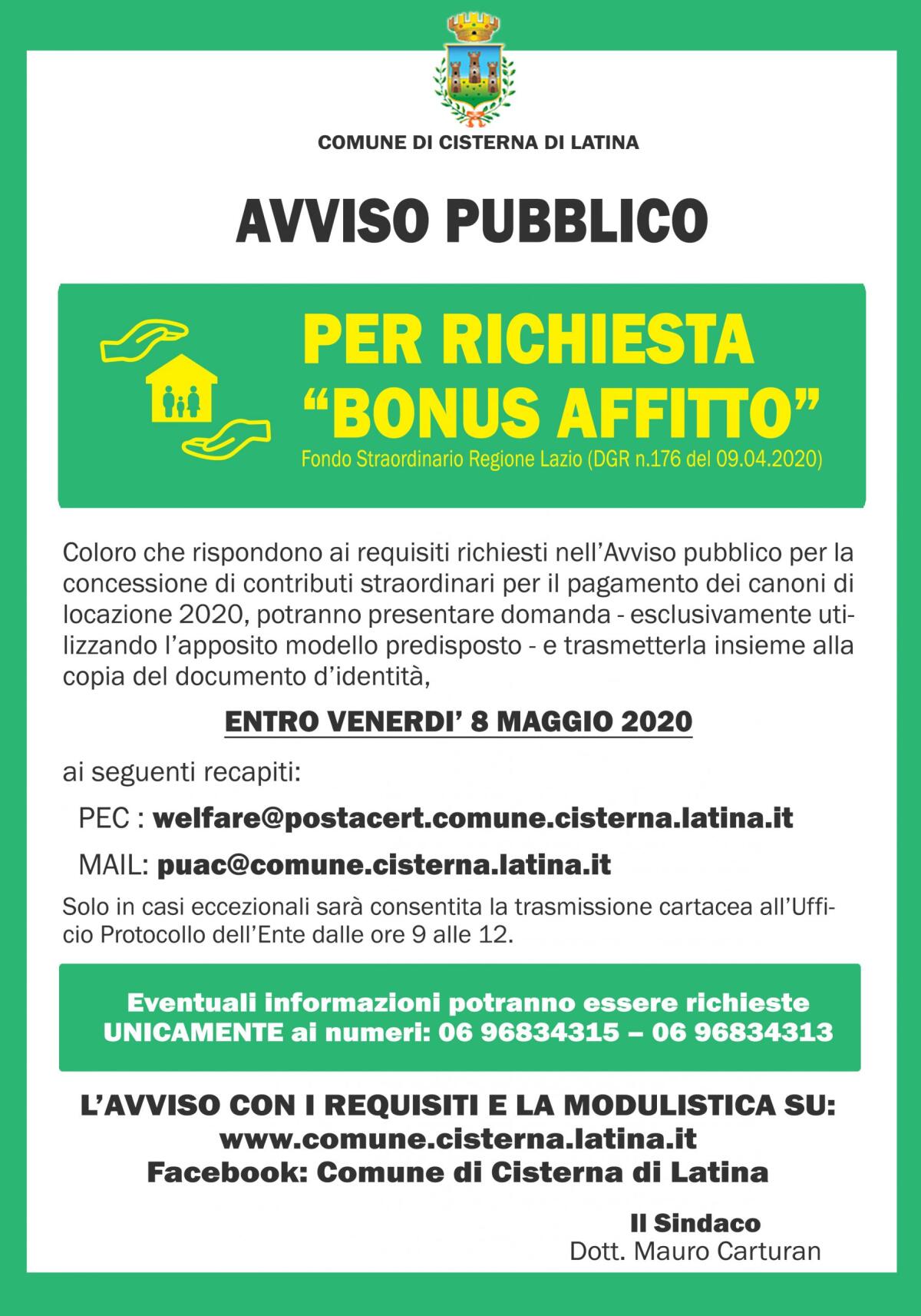 A Cisterna entro l'8 maggio si potranno presentare le domande per il bonus affitto - 
