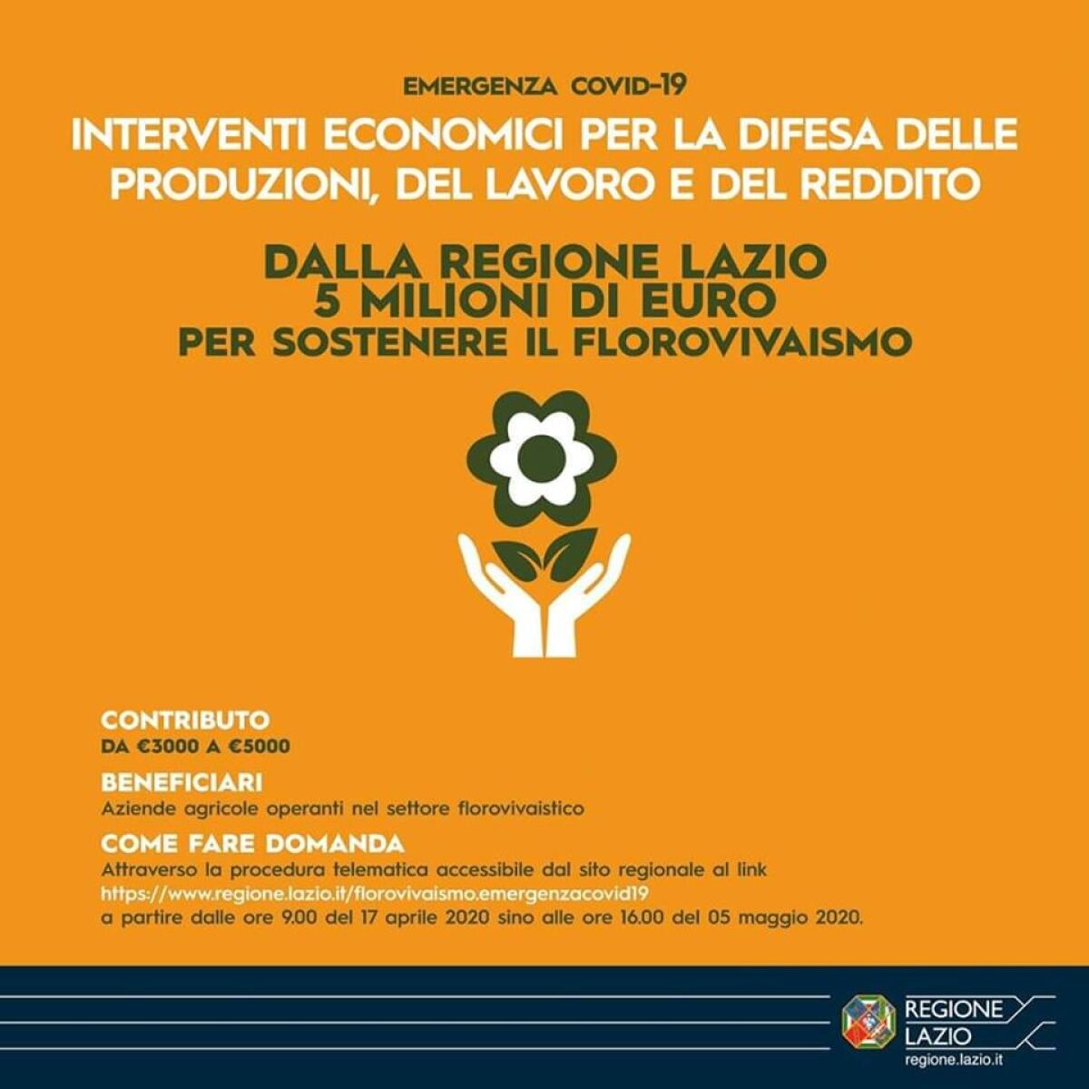 Bando della Regione Lazio per il florovivaismo: si può richiedere un aiuto fino a un massimo di 5000 euro. - 